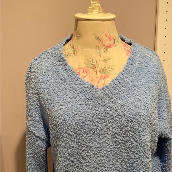 Sanctuary Blue V-Neck Sweater with Textured Knit - Picture 2 of 10